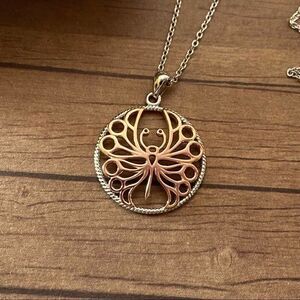 Sterling Silver Rose Gold Butterfly Necklace
